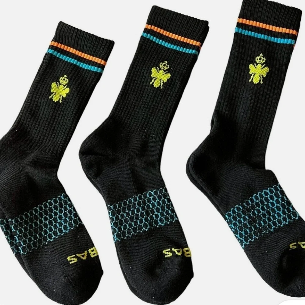 Bombas Men's Athletic Socks in Black with Orange and Blue Accents